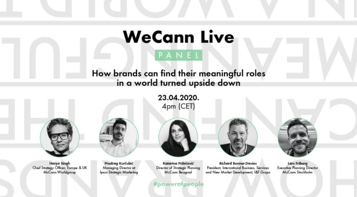 WeCANN Live panel: Kako brendovi mogu da pronađu smislene uloge u svetu okrenutom naglavačke Drugi WeCann Live panel - McCann
